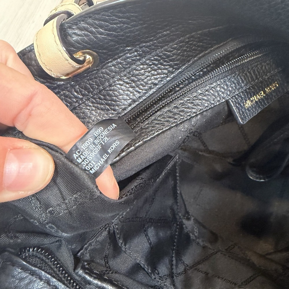 Michael Kors Bedford Tote Handbag Black Pebble Leather Shoulder Purse w/ Pockets - Picture 12 of 16